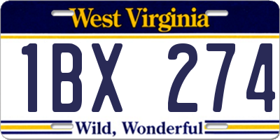 WV license plate 1BX274
