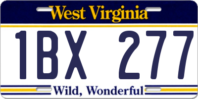 WV license plate 1BX277