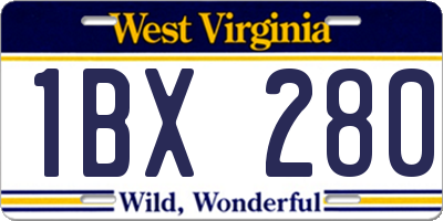 WV license plate 1BX280