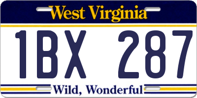 WV license plate 1BX287