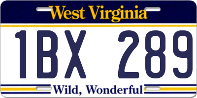 WV license plate 1BX289