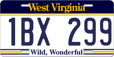 WV license plate 1BX299