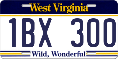 WV license plate 1BX300