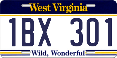 WV license plate 1BX301