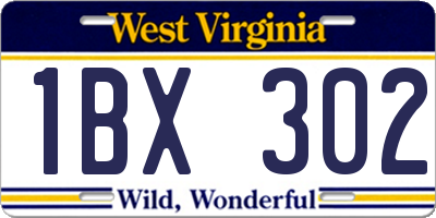 WV license plate 1BX302