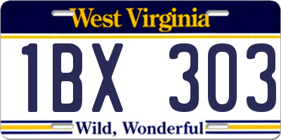 WV license plate 1BX303
