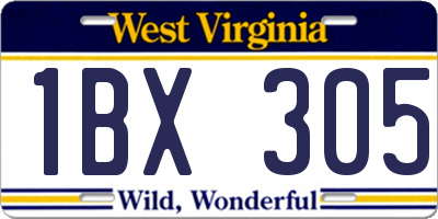 WV license plate 1BX305