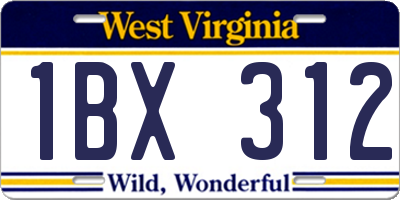 WV license plate 1BX312