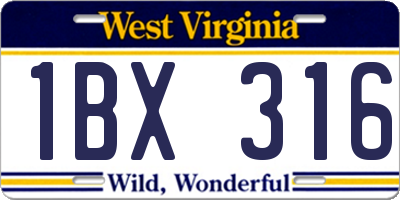 WV license plate 1BX316