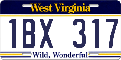 WV license plate 1BX317
