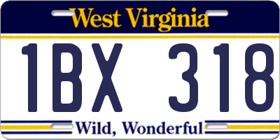 WV license plate 1BX318