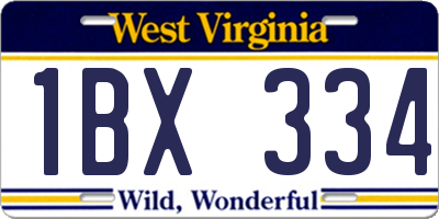 WV license plate 1BX334