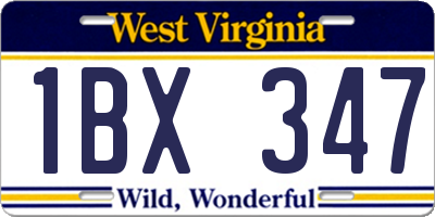 WV license plate 1BX347