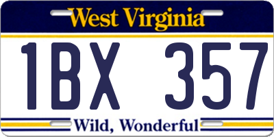 WV license plate 1BX357