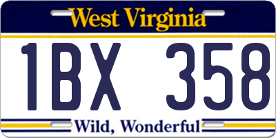 WV license plate 1BX358