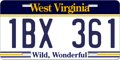 WV license plate 1BX361