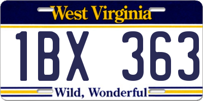 WV license plate 1BX363