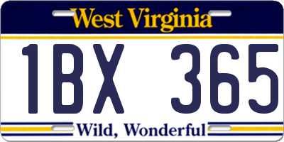 WV license plate 1BX365