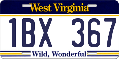 WV license plate 1BX367