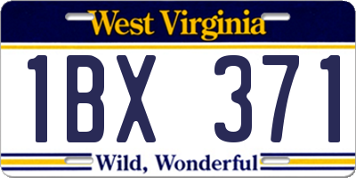 WV license plate 1BX371