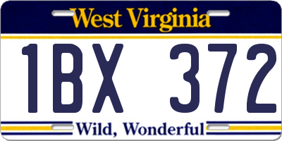 WV license plate 1BX372