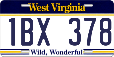 WV license plate 1BX378