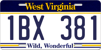 WV license plate 1BX381