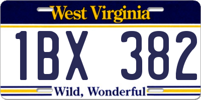 WV license plate 1BX382