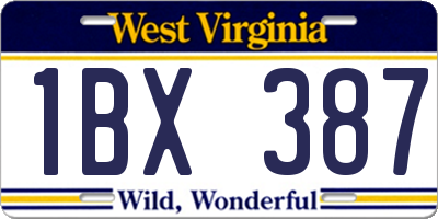 WV license plate 1BX387