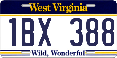 WV license plate 1BX388