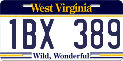 WV license plate 1BX389