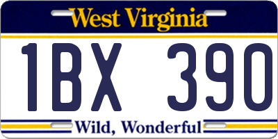 WV license plate 1BX390