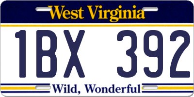 WV license plate 1BX392