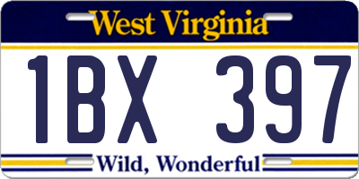 WV license plate 1BX397