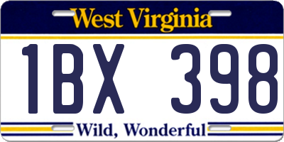 WV license plate 1BX398