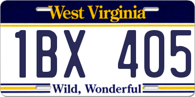 WV license plate 1BX405