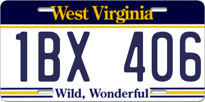 WV license plate 1BX406