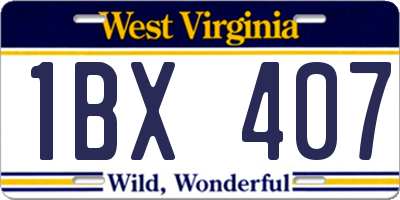 WV license plate 1BX407