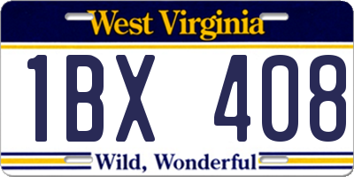 WV license plate 1BX408