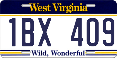 WV license plate 1BX409