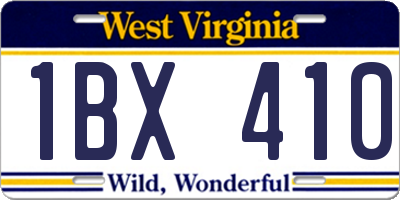 WV license plate 1BX410
