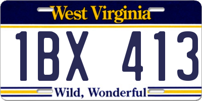 WV license plate 1BX413