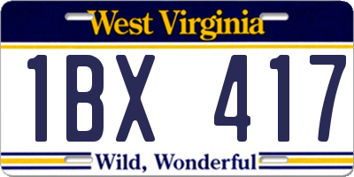 WV license plate 1BX417