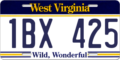 WV license plate 1BX425