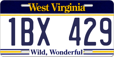 WV license plate 1BX429