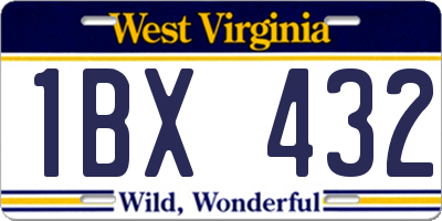 WV license plate 1BX432