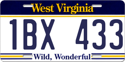 WV license plate 1BX433