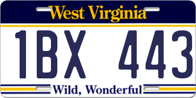 WV license plate 1BX443