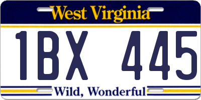 WV license plate 1BX445