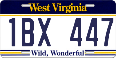 WV license plate 1BX447